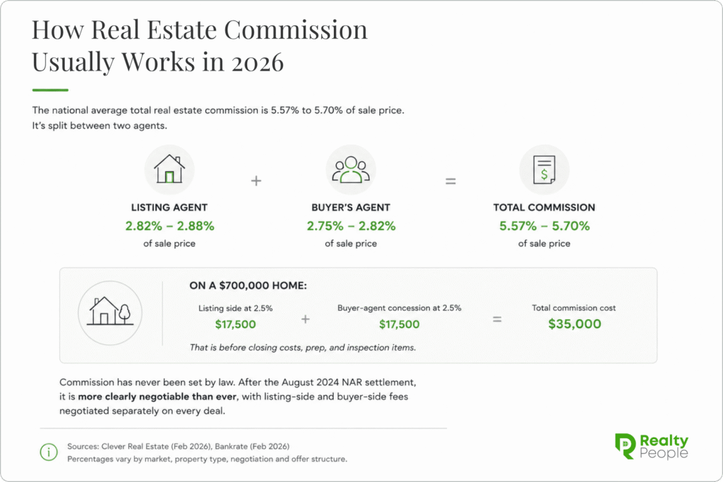 Average real estate commission Virginia 2026 listing agent buyer agent split breakdown